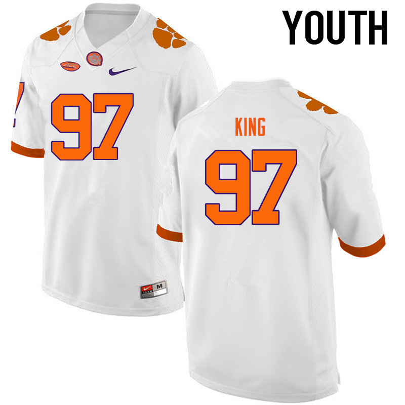 Youth Clemson Tigers #97 Carson King College Football Jerseys-White